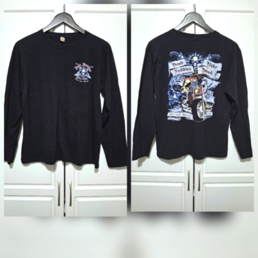 Anvil Mens Graphic Longsleeve T-Shirt Black Dead Freddies Bike Week OceanCity MD - Picture 3 of 15